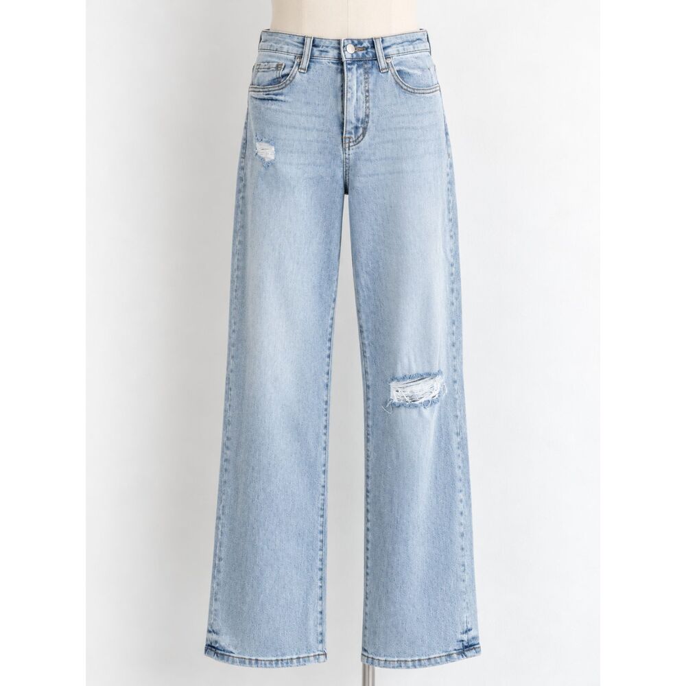 Vervet Light Wash Distressed Wide Leg Jeans Size 27 222